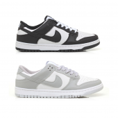 Kit 2 Pares Dunk Low Branco Preto E Branco Cinza